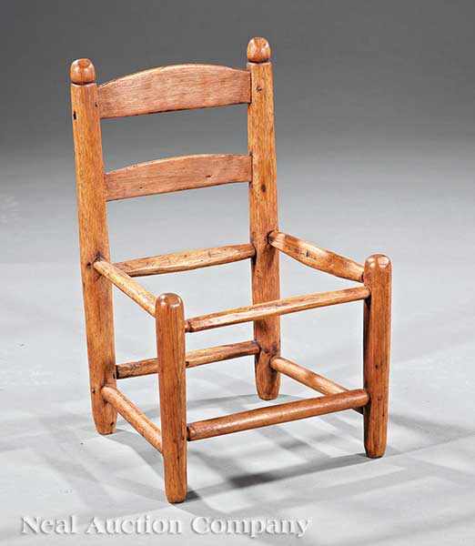 Appraisal: An Acadian Hickory Child's Ladderback Chair early th c finials