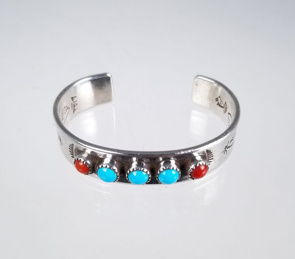 Appraisal: Lag-Zuni Sterling Turquoise Bracelet Lag-Zuni Sterling Turquoise Bracelet Signed inside