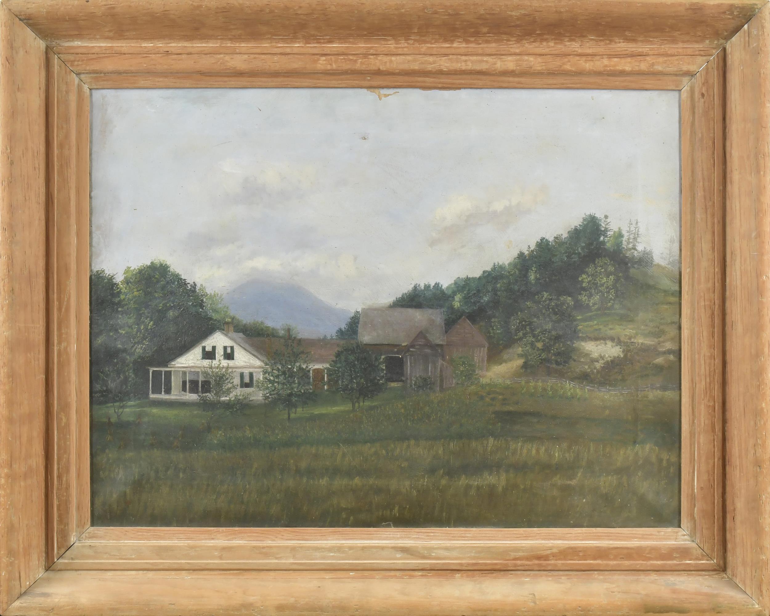 Appraisal: EARLY PRIMITIVE OIL NEW HAMPSHIRE FARM HOUSE th C oil