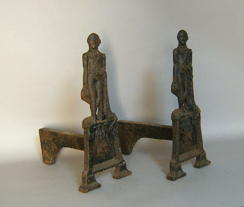 Appraisal: Pair of George Washington andirons th c h