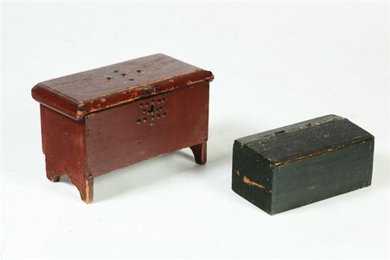 Appraisal: TWO PAINTED BOXES Attributed to New England early th century