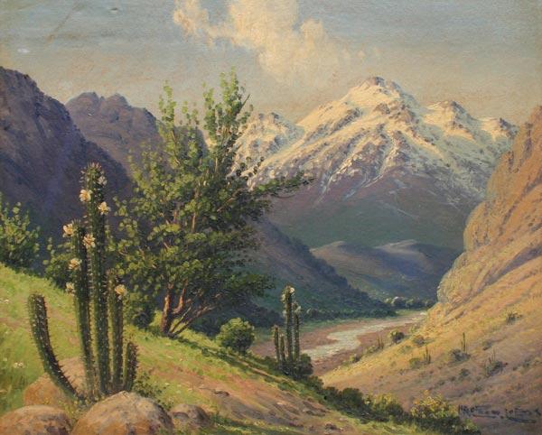 Appraisal: LOBOS Alfredo Chile th C Chilean Valley Landscape with Snow