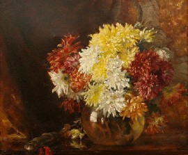 Appraisal: A M E Bale - Chrysanthemums oil on canvas signed