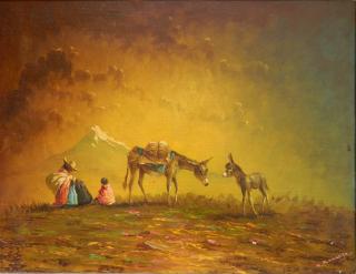 Appraisal: Hector Moncayo oil Hector Moncayo Mexican - - Family in