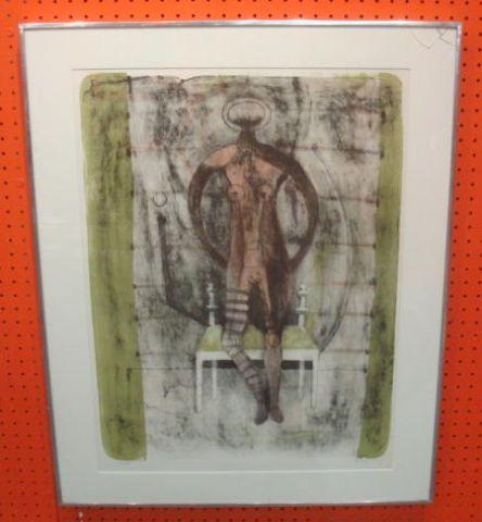 Appraisal: TAMAYO Rufino Signed Color Lithograph depicting a figure with green