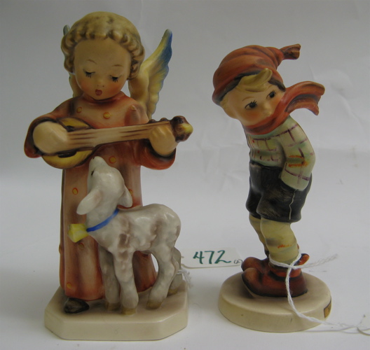 Appraisal: TWO GERMAN HUMMEL FIGURES Angel Serenade HUM TM- - H