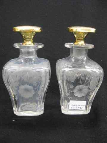 Appraisal: Pair of k Gold Cut Crystal Perfume Bottles deco era