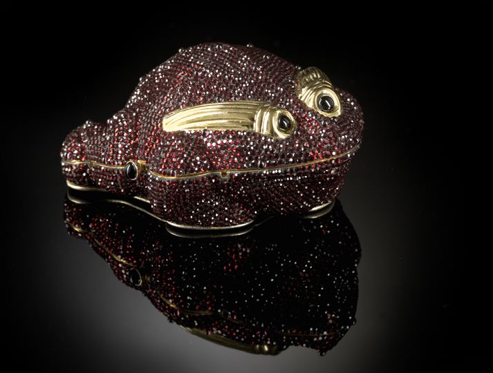 Appraisal: Judith Leiber Frog Minaudiere set with garnet rhinestones and a