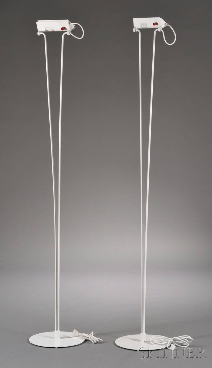 Appraisal: Pair of Delta Floor Lamps White metal Design by Piotr