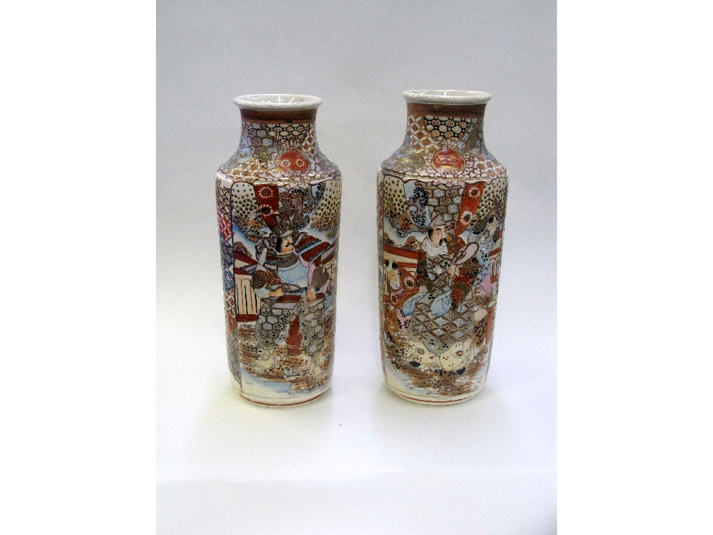 Appraisal: Pair of Satsuma vases each decorated with warriors