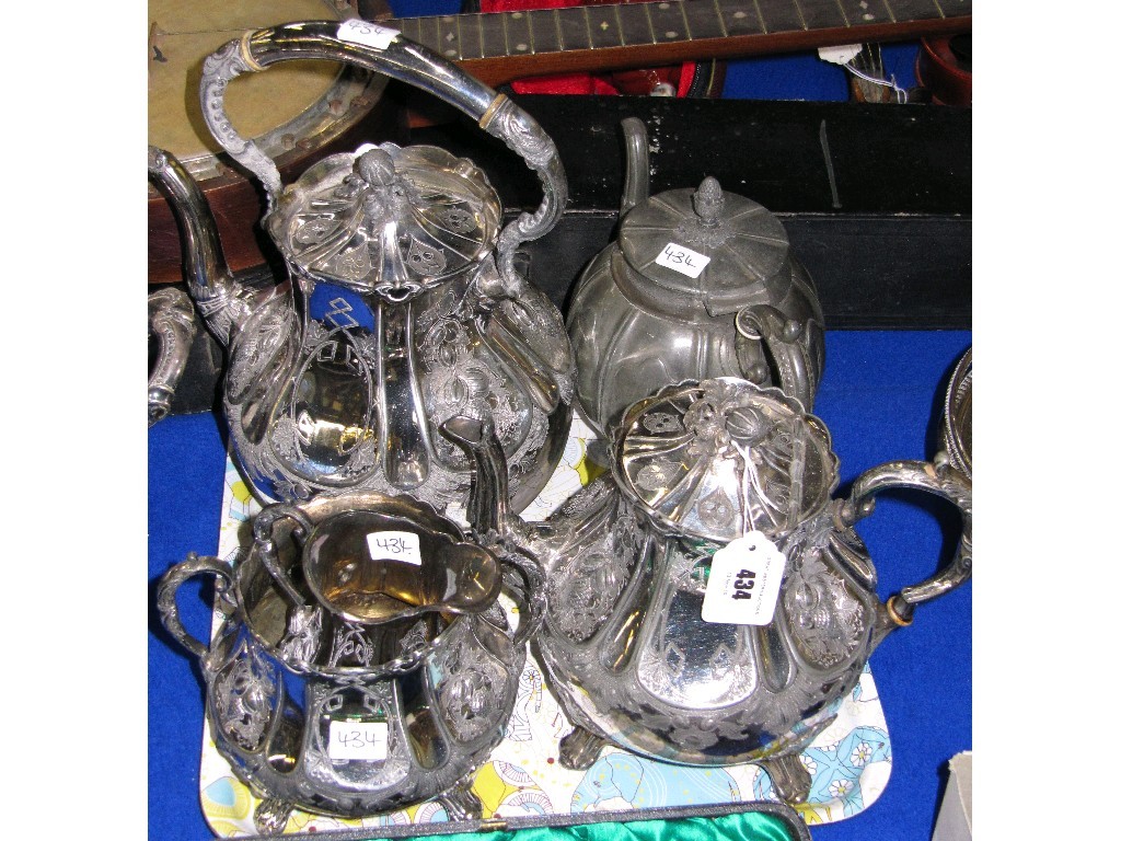 Appraisal: Lot comprising four piece silver plated tea service and a