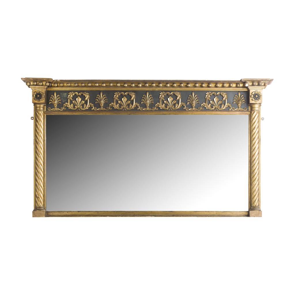 Appraisal: REGENCY GILTWOOD AND EBONISED OVERMANTEL MIRROR EARLY TH CENTURY the