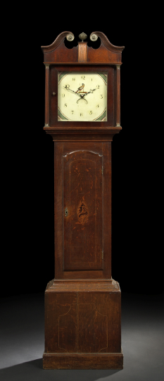 Appraisal: George III-Style Oak Longcase Clock mid- th century the hood