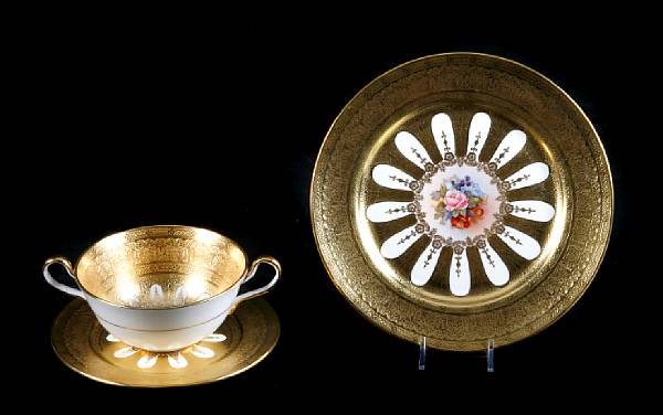 Appraisal: An Aynsley porcelain rose and gilt decorated dinner service for