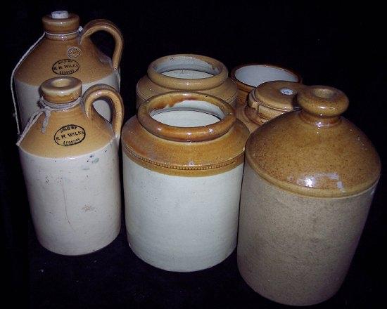 Appraisal: Two stoneware jars sold by R H Wilks Ledbury and