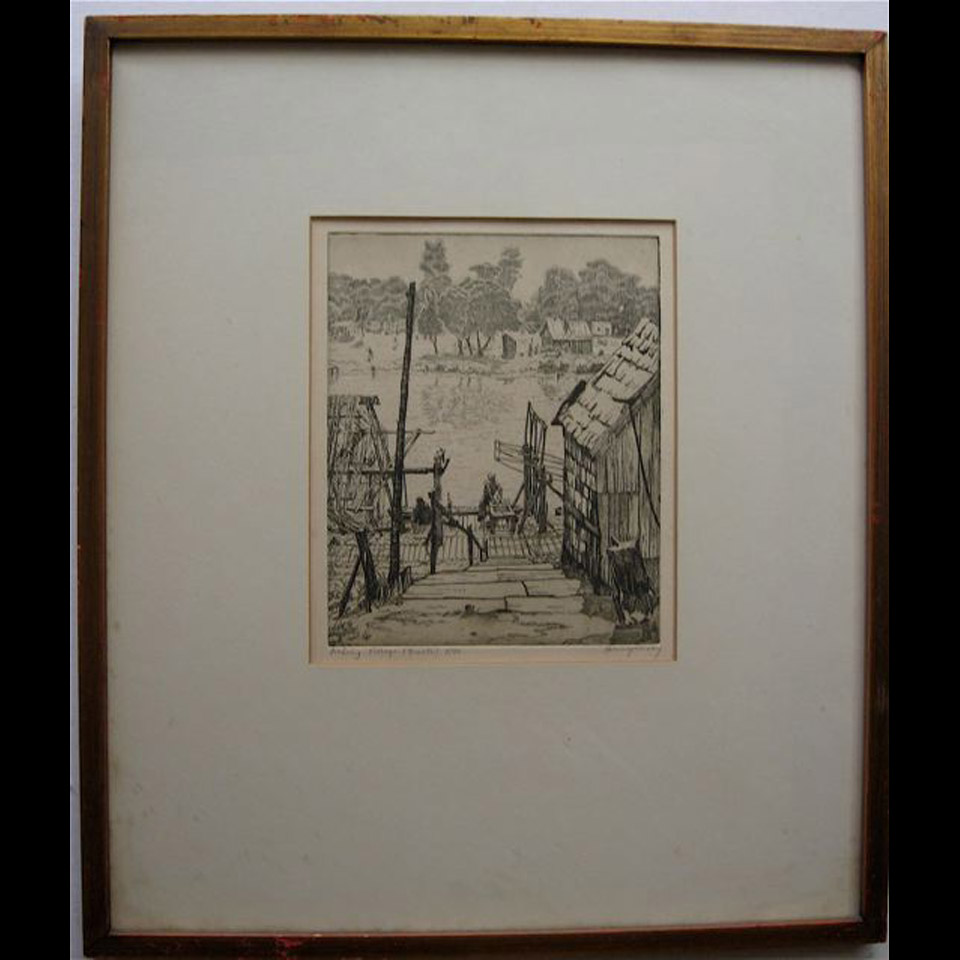 Appraisal: FISHING VILLAGE BRONTE NICHOLAS HORNYANSKY - CANADIAN ETCHING ETCHING -