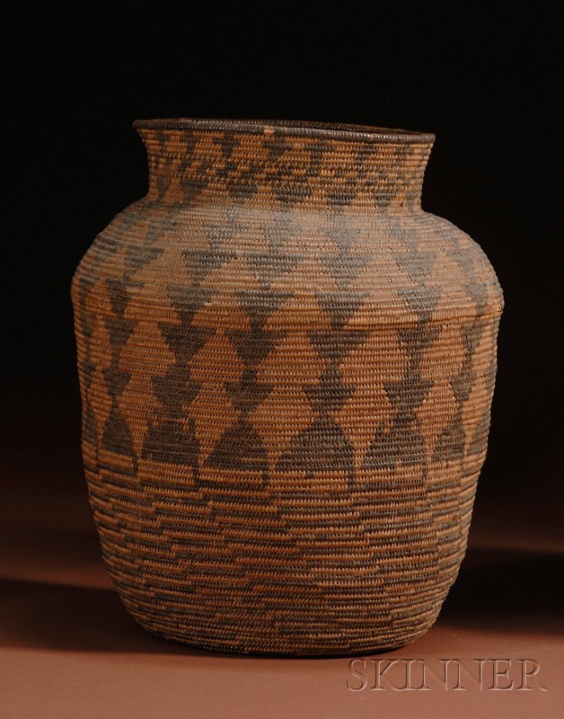 Appraisal: Southwest Coiled Basketry Olla Apache c late th century the