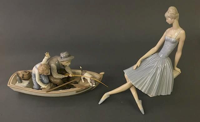 Appraisal: Lladro Fisherman Ballerina Figurines Lladro fisherman figurine h x w