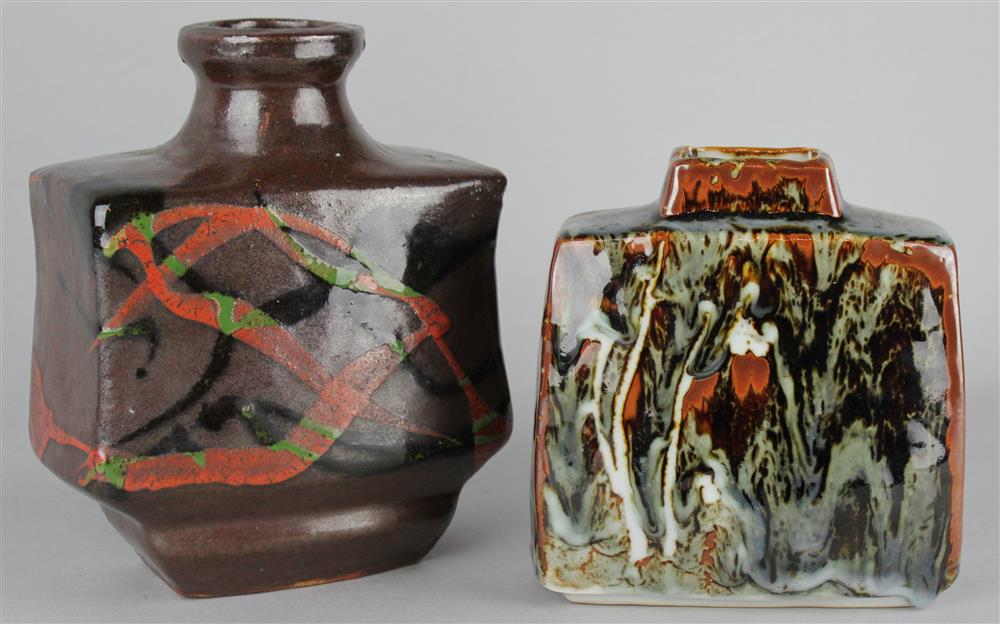 Appraisal: TWO MINGEI HENKO JARS first in the manner of Hamada