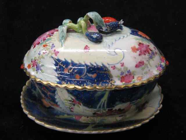 Appraisal: Oriental Porcelain Covered Dish Underplate cabbage leaf style '' x