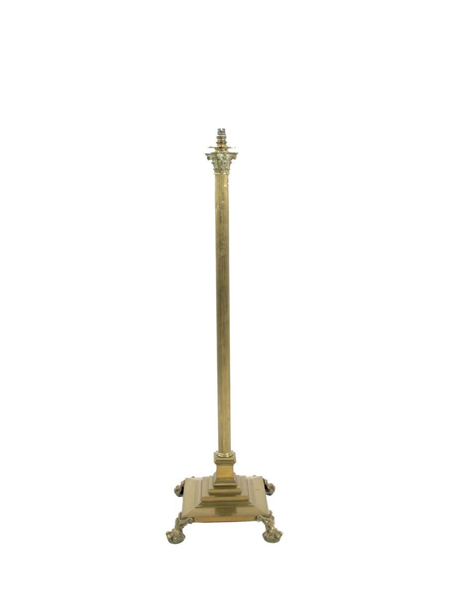 Appraisal: A brass Corinthian column standard lamp