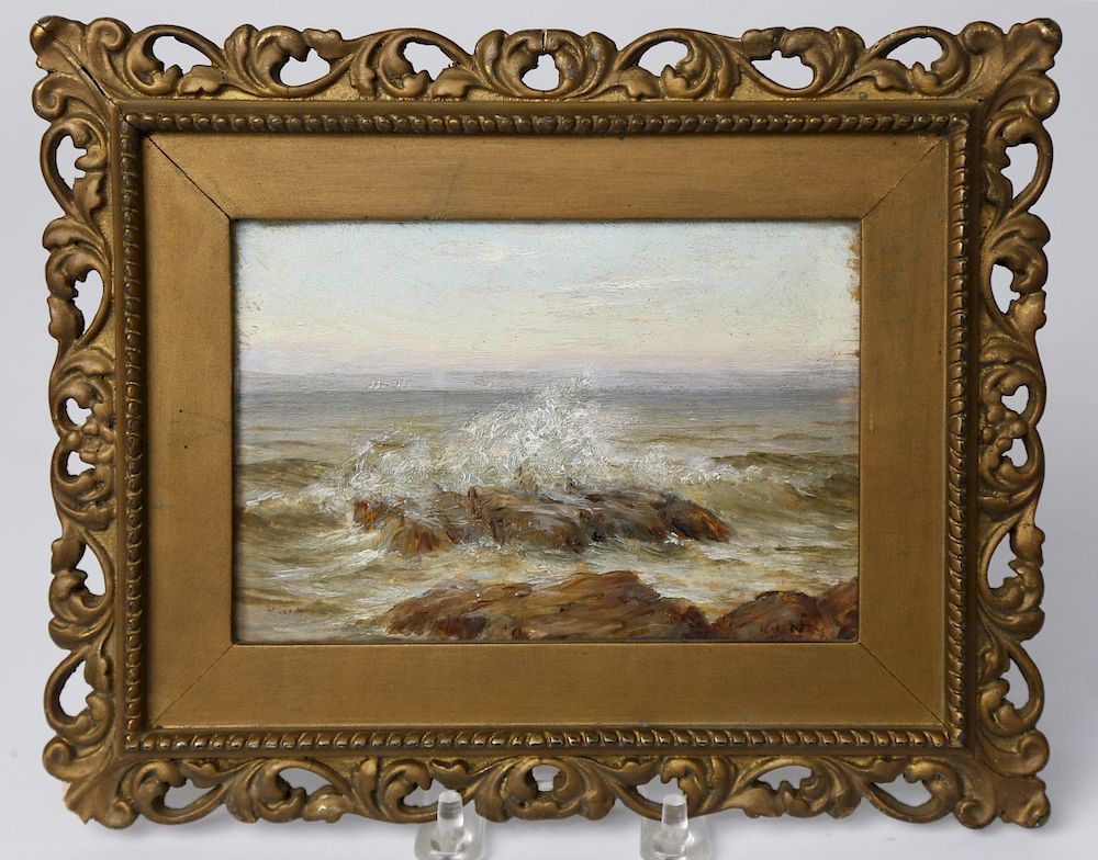 Appraisal: Miniature Seascape Oil on Artist Board signed and dated lower