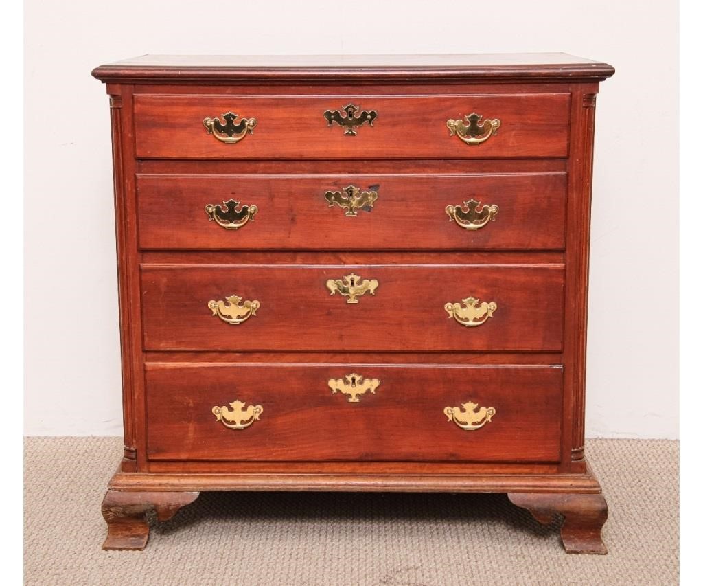 Appraisal: Philadelphia Chippendale cherry chest of drawers circa with rectangular moulded