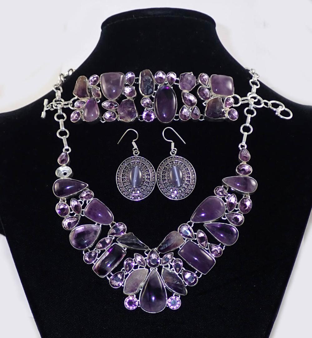 Appraisal: FOUR PIECE AMETHYST JEWELRY SET including a - sterling silver