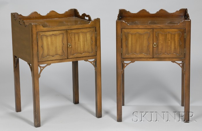 Appraisal: Pair of Kittinger Williamsburg Restoration Chippendale-style Mahogany Side Cabinets branded