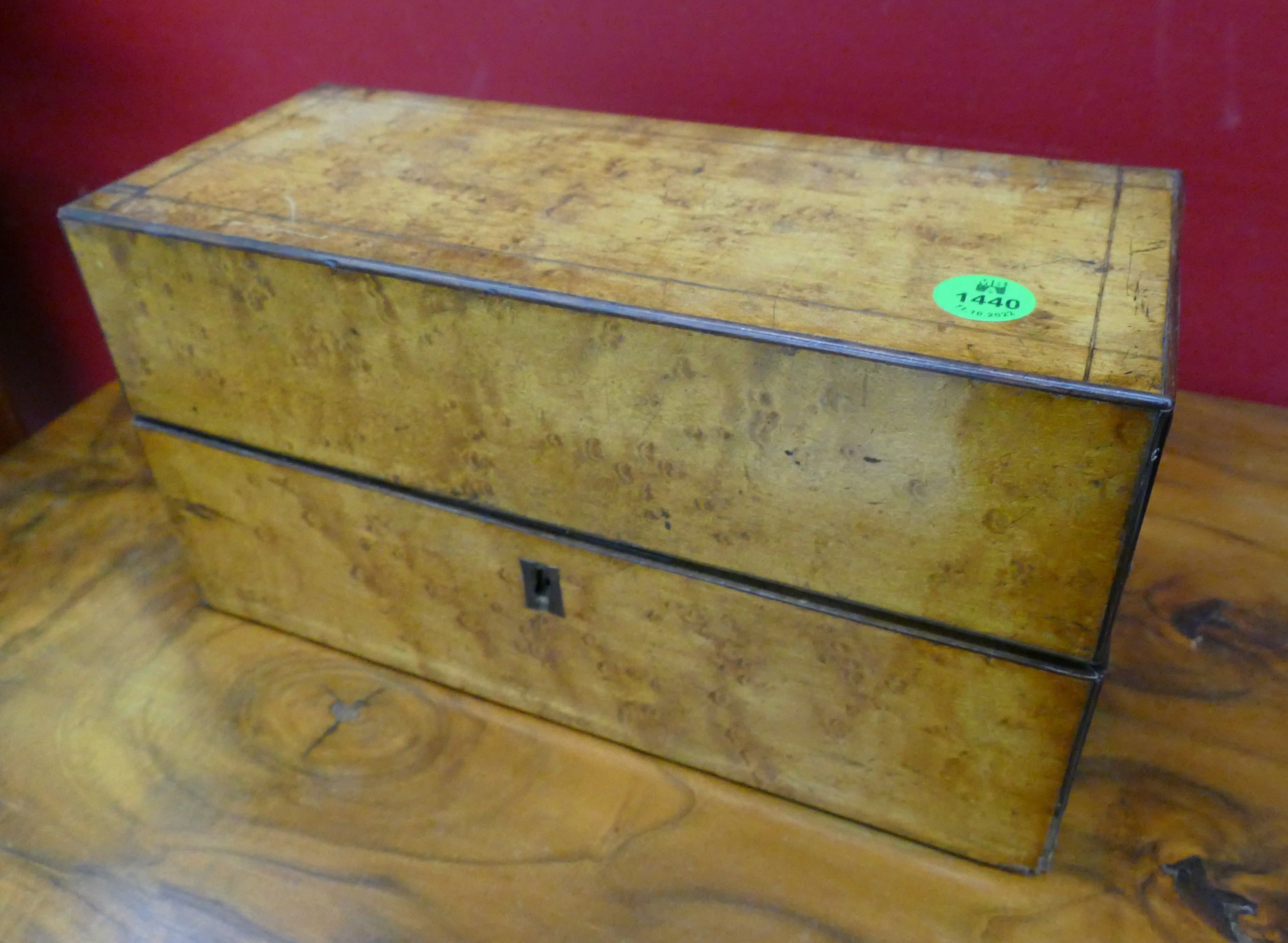 Appraisal: Antique Birdseye Maple Glove Box- x ''