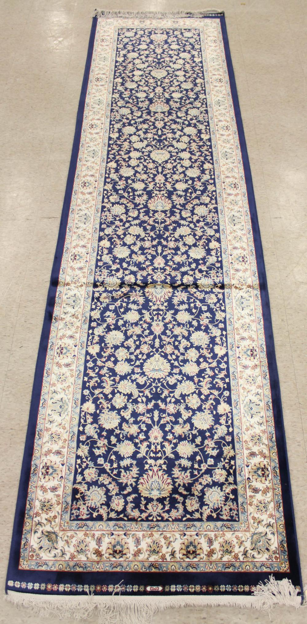 Appraisal: HAND KNOTTED TURKISH 'BAMBOO SILK' RUNNER overall floral design on