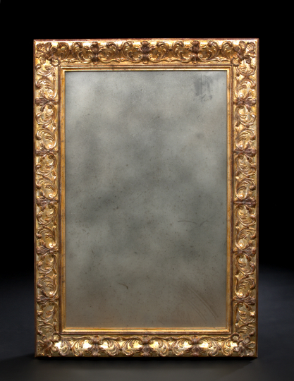 Appraisal: Napoleon III-Style Giltwood Looking Glass the rectangular plate surrounded by