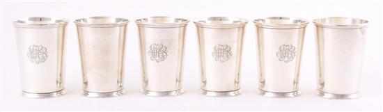 Appraisal: Set of six American sterling julep cups Fisher Silversmiths New