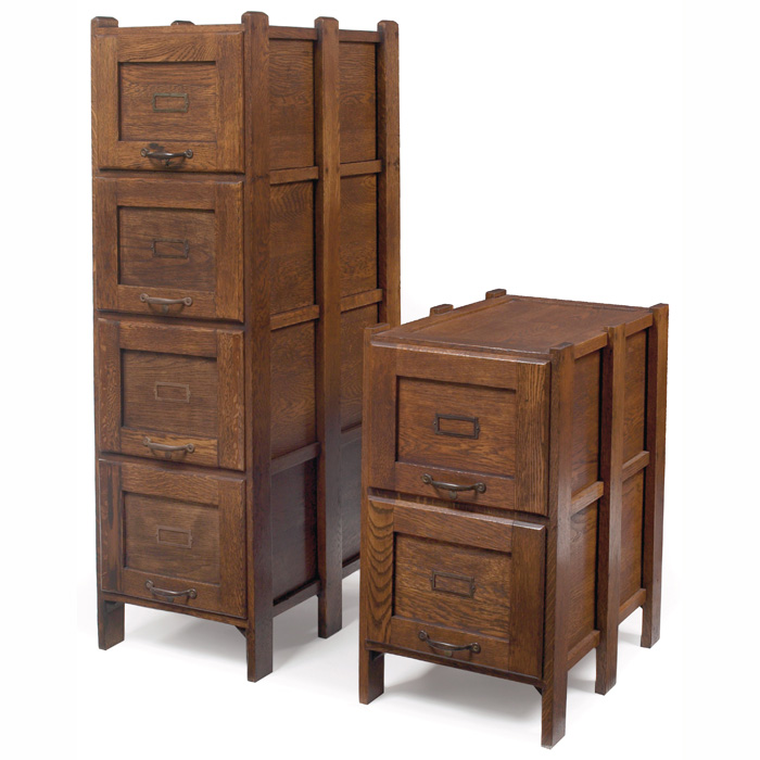 Appraisal: Arts Crafts filing cabinets two one with four drawers one