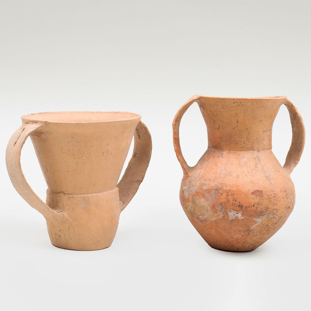 Appraisal: Two Chinese Neolithic Pottery Two-Handled Vessels Two Chinese Neolithic Pottery