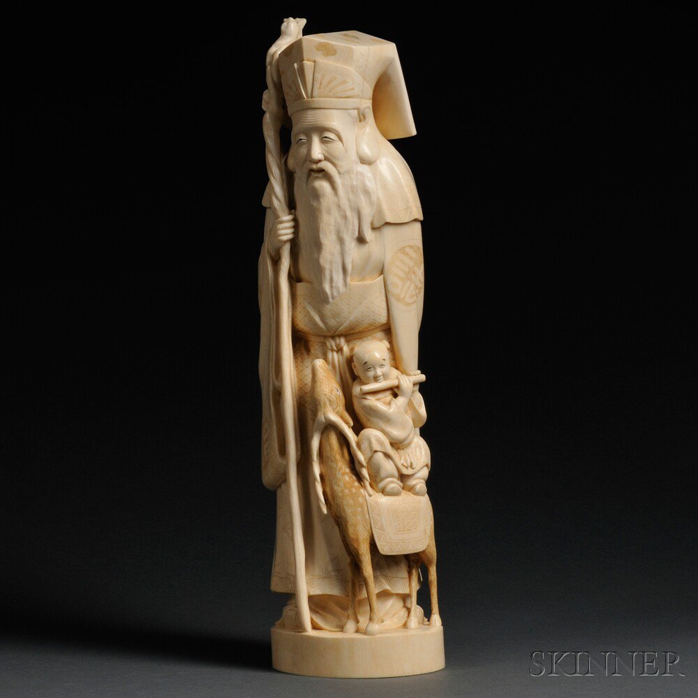 Appraisal: Ivory Carving of an Immortal China th century holding a