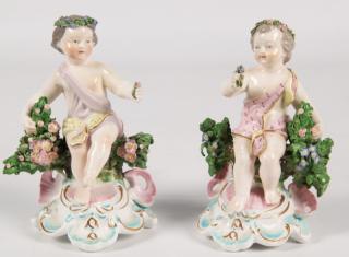 Appraisal: PAIR OF ENGLISH DERBY PORCELAIN FIGURES OF YOUNG CHILDREN HOLDING