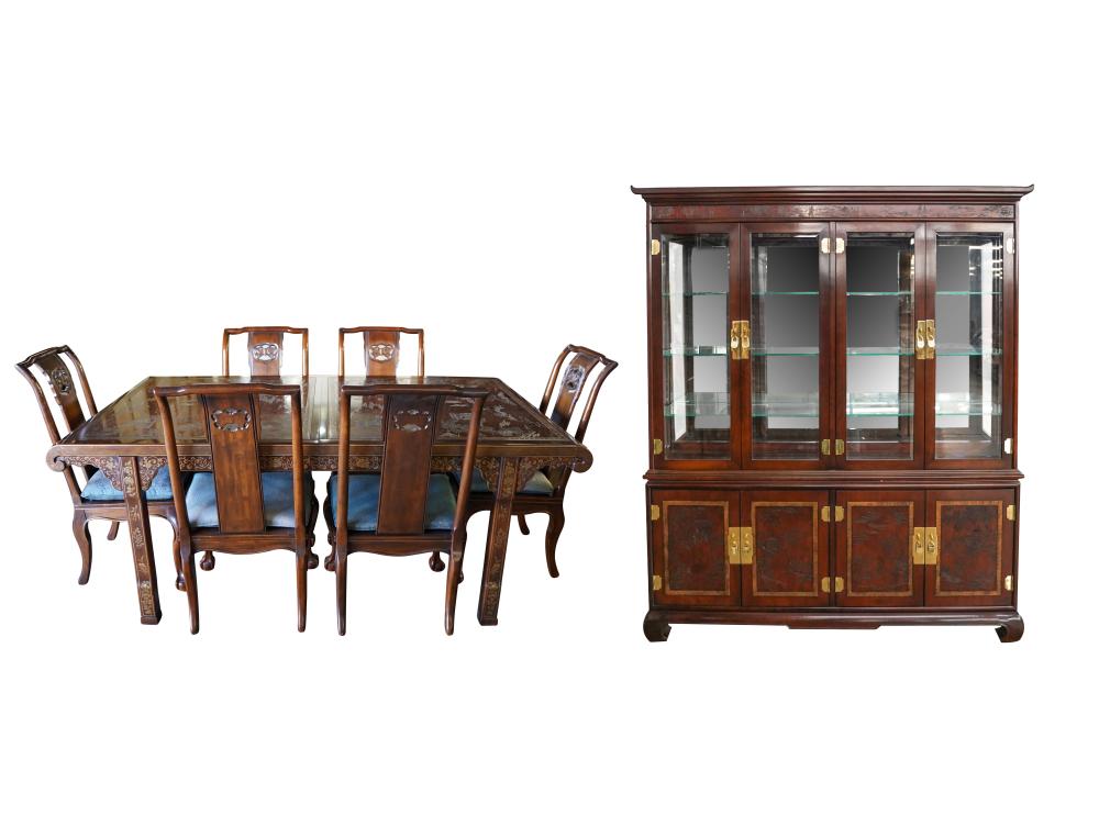 Appraisal: DREXEL HERITAGE MING TREASURE DINING SETwith manufacturer's labels comprising a