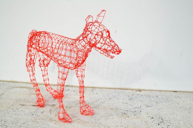 Appraisal: STANDING DOG GALVANISED STEEL MESH PAINT X X STANDING DOG