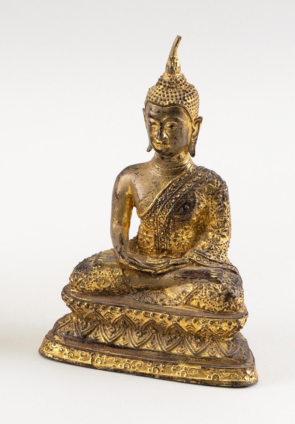 Appraisal: THAI GILT BRONZE BUDDHA TH CENTURY HEIGHT THAI GILT BRONZE