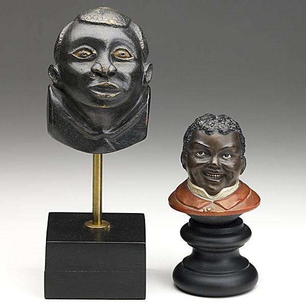 Appraisal: TWO AFRICAN-AMERICAN BUSTSOne a wood carving on base the other