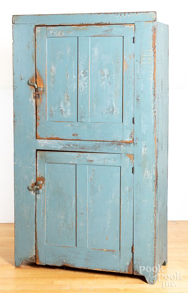 Appraisal: Painted pine cupboard Painted pine cupboard constructed from old and