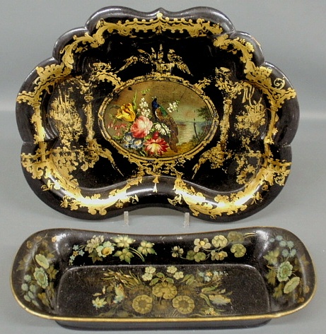 Appraisal: - Victorian lacquerware tray x and a Tole decorated bread