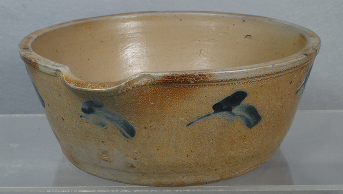 Appraisal: gal blue decorated stoneware batter tub chips on top rim