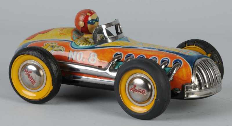 Appraisal: Tin No Rocket Race Car Friction Toy Description Japanese Working