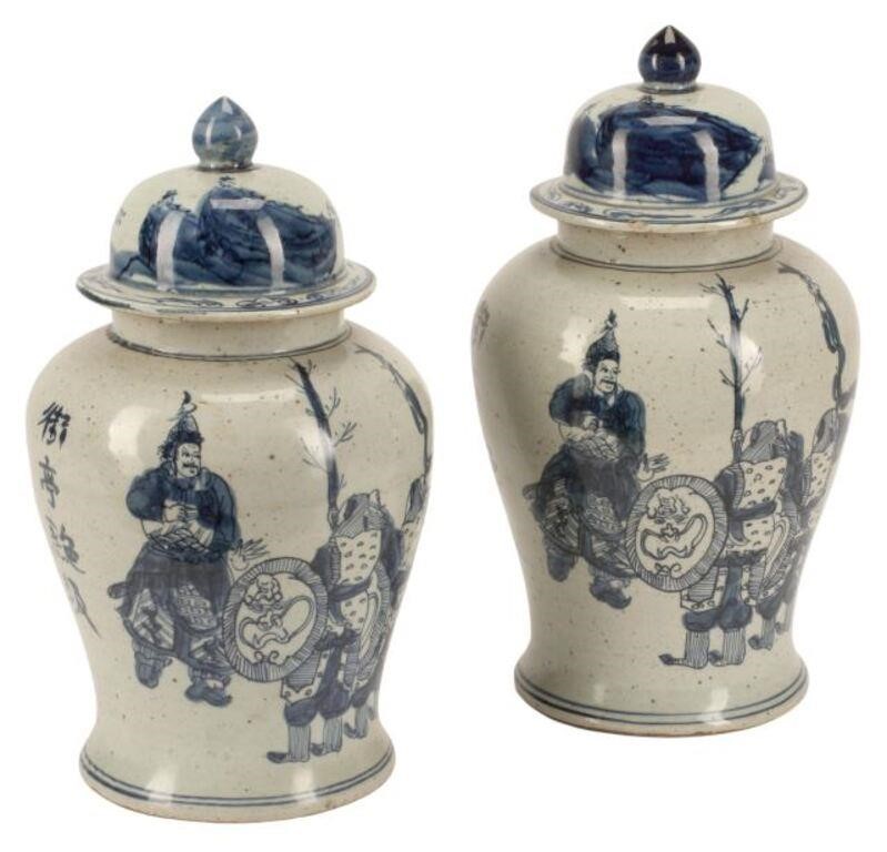 Appraisal: CHINESE BLUE WHITE PORCELAIN GINGER JARS pair Chinese blue and