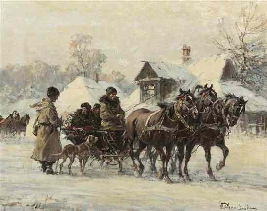 Appraisal: Wladyslaw T Chemielinski Polish b Troika in the Village Winter