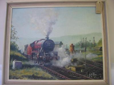 Appraisal: Geoff Shaw oil signed Leander at Dinting x painted frame