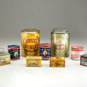 Appraisal: Nine Tobacco Advertising Tins th Century brands including Sterling George