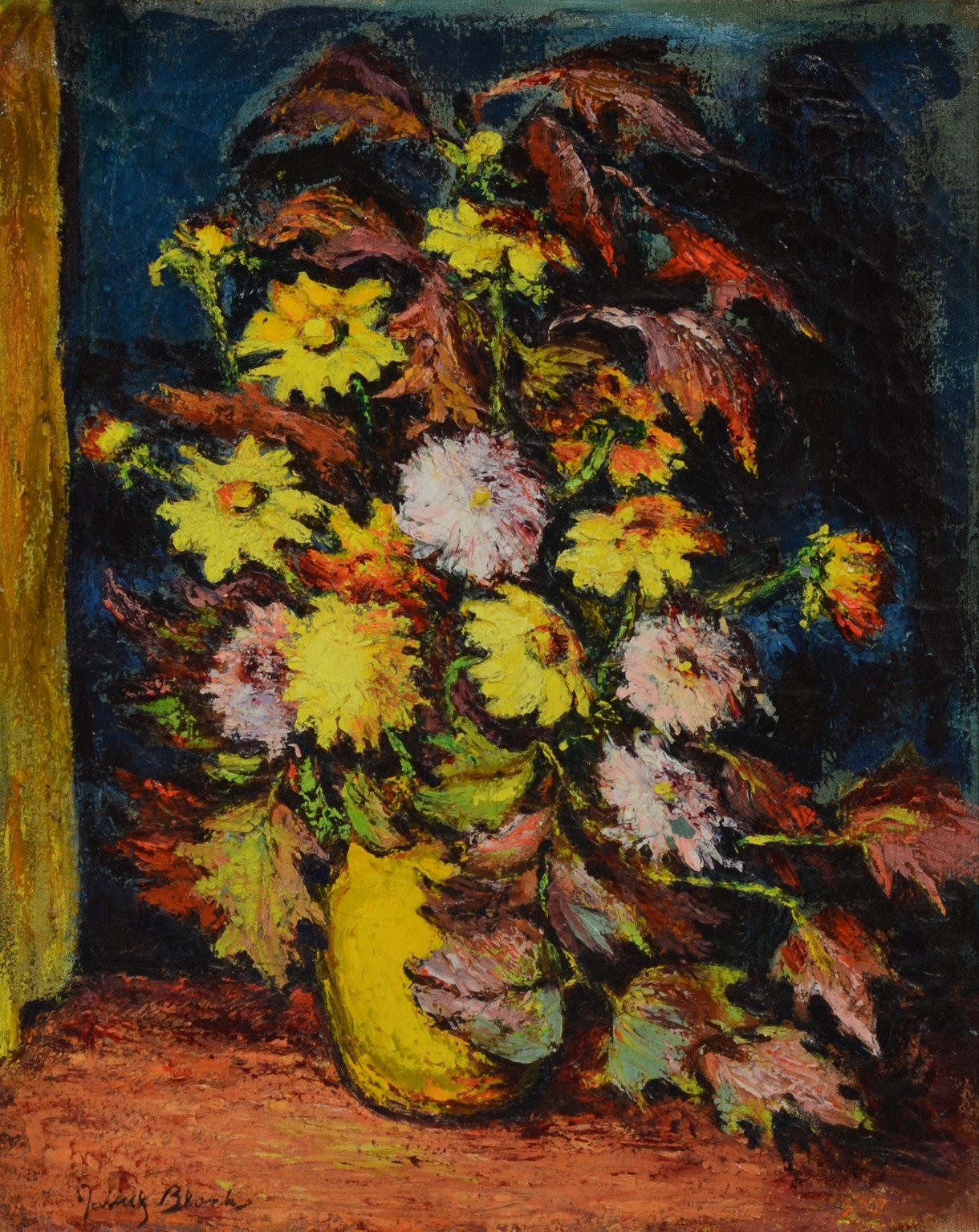 Appraisal: Julius Bloch American - oil on canvas Vase with Flowers